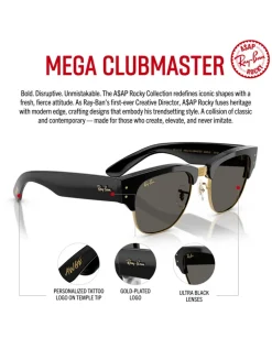 A$AP ROCKY Blacked Out Collection 0RB0316S Mega Clubmaster Square Sunglasses