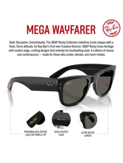A$AP ROCKY Blacked Out Collection 0RB0840SF Mega Wayfarer Square Sunglasses