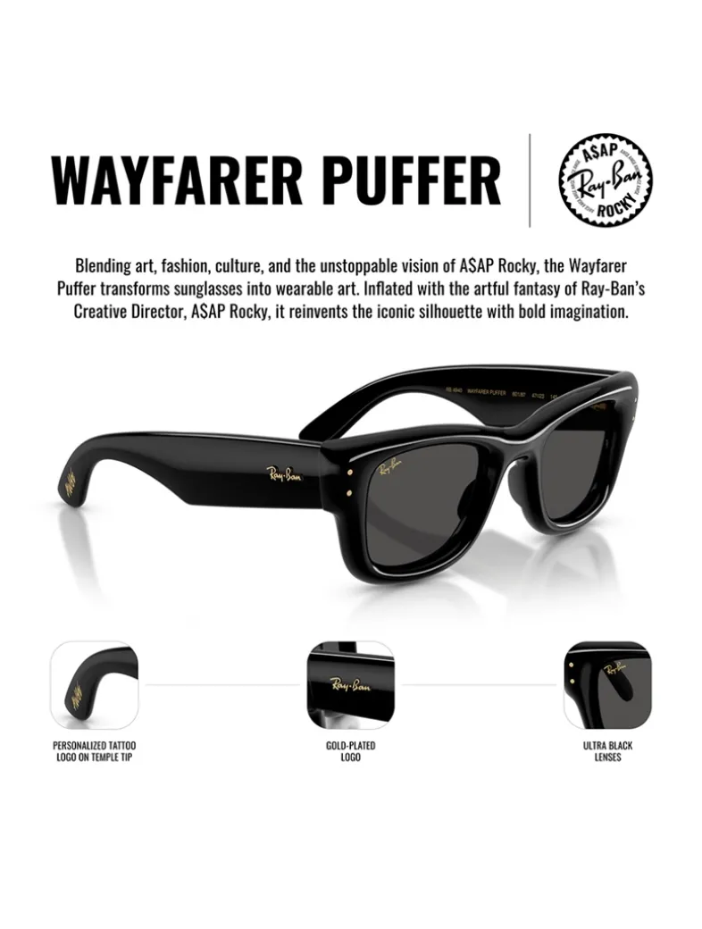 A$AP ROCKY 0RB4940 Wayfarer Puffer Square Sunglasses
