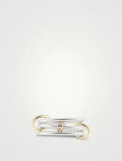 Acacia SG Sterling Silver And 18K Gold Stacked Ring With Diamonds