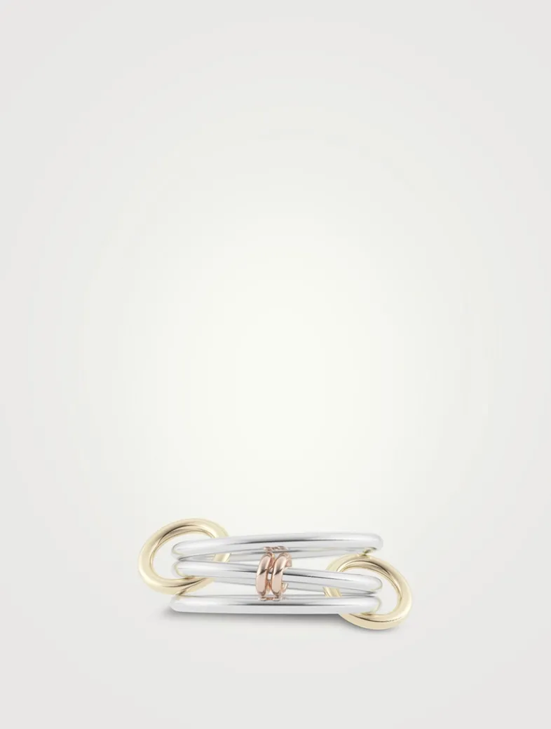 Acacia SG Sterling Silver And 18K Gold Stacked Ring With Diamonds