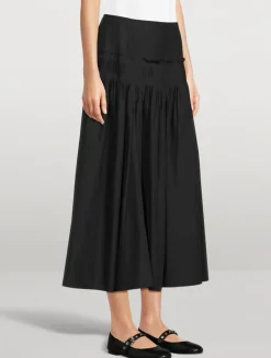 Accordion Pleat Midi Skirt
