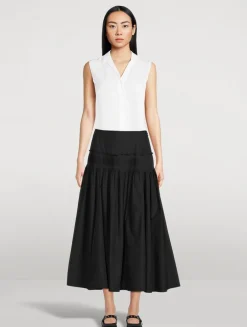 Accordion Pleat Midi Skirt