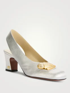 Adamantine Glitter Slingback Pumps