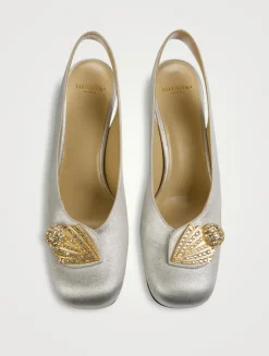 Adamantine Glitter Slingback Pumps
