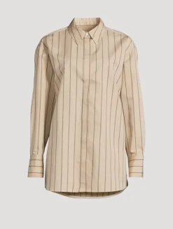 Addy Cotton Silk Poplin Shirt In Stripe Print