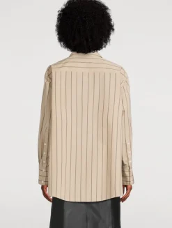 Addy Cotton Silk Poplin Shirt In Stripe Print