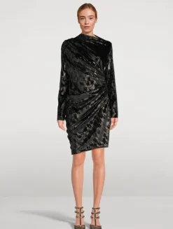 Adua Ruched Velvet Mini Dress