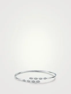 Aerial 18K White Gold Marquise Flexi Bangle Bracelet With Diamonds