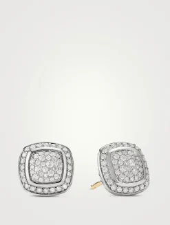 Albion® Stud Earrings In Sterling Silver With Pavé Diamonds