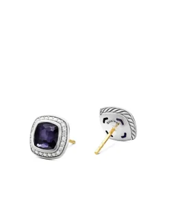 Albion® Stud Earrings In Sterling Silver With Black Onyx And Diamonds, 7mm