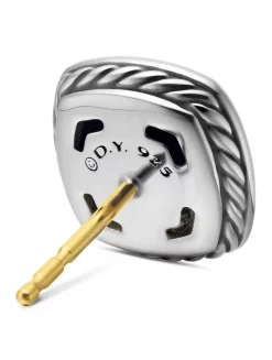 Albion® Stud Earrings In Sterling Silver With Blue Topaz And Diamonds, 7mm