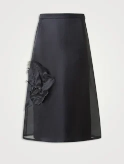 A-Line Skirt With 3D Anemone Appliqué