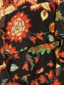 Amaia Ruffled Silk Midi Dress In Floral Print