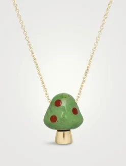 Amanita 9K Gold Mushroom Necklace