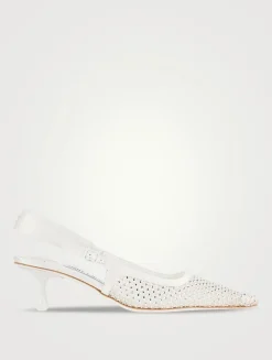 Amel Crystal Mesh And Satin Slingback Pumps