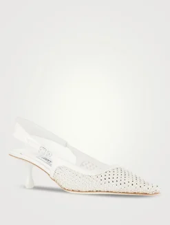 Amel Crystal Mesh And Satin Slingback Pumps
