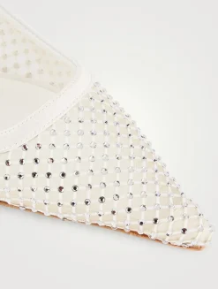Amel Crystal Mesh And Satin Slingback Pumps