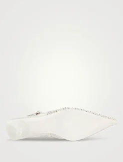 Amel Crystal Mesh And Satin Slingback Pumps