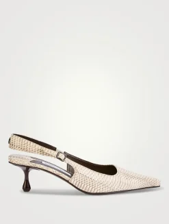 Amel Snakeskin-Embossed Leather Slingback Pumps