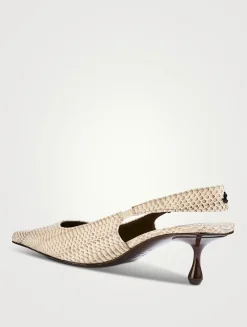 Amel Snakeskin-Embossed Leather Slingback Pumps