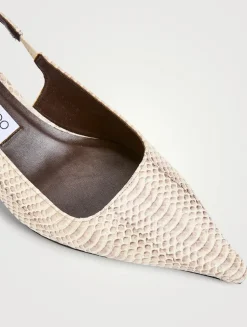 Amel Snakeskin-Embossed Leather Slingback Pumps