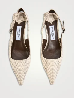 Amel Snakeskin-Embossed Leather Slingback Pumps
