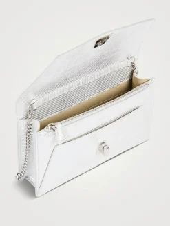 Anouk Envelope Lizard-Embossed Metallic Leather Clutch