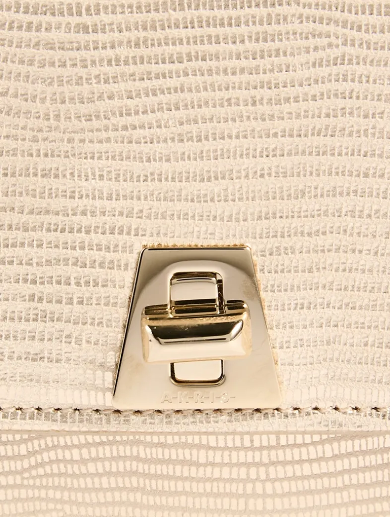 Anouk Envelope Lizard-Embossed Metallic Leather Clutch