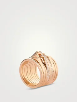 Antifer 18K Rose Gold 10-Row Ring With Diamonds