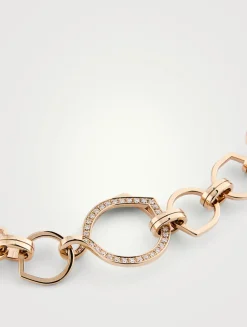 Antifer Rose Gold Link Necklace With Diamonds