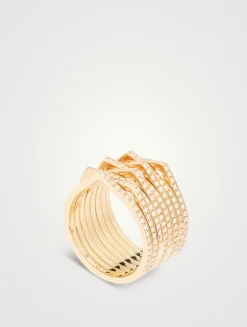Antifer 8-Row Rose Gold Ring With Diamonds