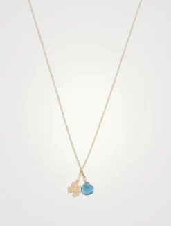 Anzie x Mel Soldera 14K Gold Clover Charm Necklace With Topaz And Diamond