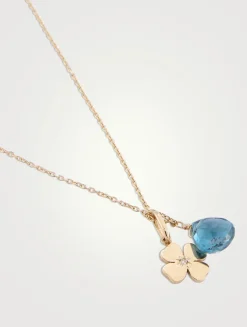 Anzie x Mel Soldera 14K Gold Clover Charm Necklace With Topaz And Diamond