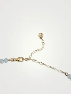 Aquamarine Beaded Necklace With 14K Gold Diamond Rondelle