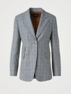 Arie Cashmere Blazer In Prince Of Wales Print
