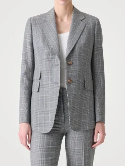 Arie Cashmere Blazer In Prince Of Wales Print