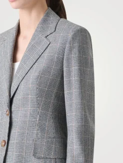 Arie Cashmere Blazer In Prince Of Wales Print