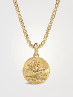 Aries Amulet In 18k Yellow Gold With Diamonds