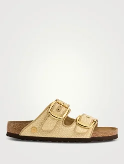 Arizona Big Buckle Raffia Slide Sandals