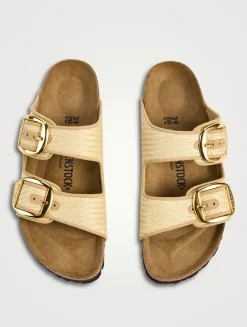 Arizona Big Buckle Raffia Slide Sandals