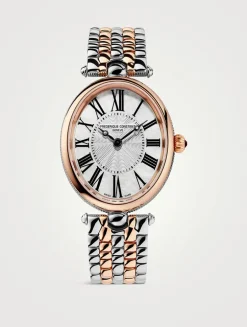 Art Deco Oval Two-Tone Stainless Steel Bracelet Watch