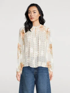 Aster Chiffon Blouse In Botanical Print