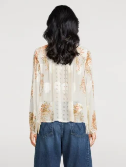 Aster Chiffon Blouse In Botanical Print