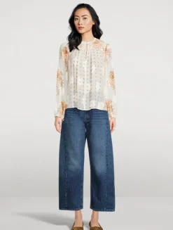 Aster Chiffon Blouse In Botanical Print