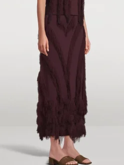 Astrid Fringe Knit Maxi Skirt