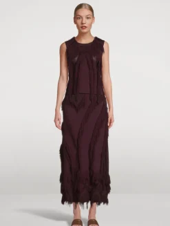 Astrid Fringe Knit Maxi Skirt