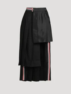 Asymmetric Cashmere Midi Skirt