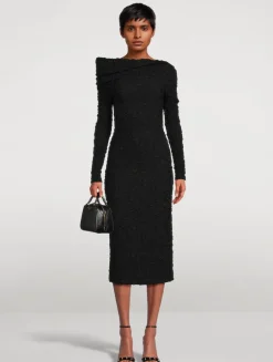 Asymmetric Cloqué Midi Dress