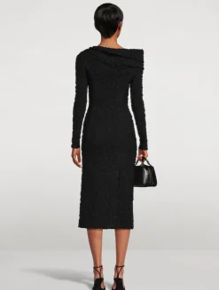 Asymmetric Cloqué Midi Dress